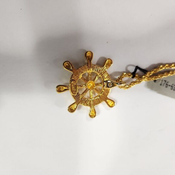 Two Necklaces Gold Toned  Red And A White Sailors Boat Steering New - Picture 8 of 11